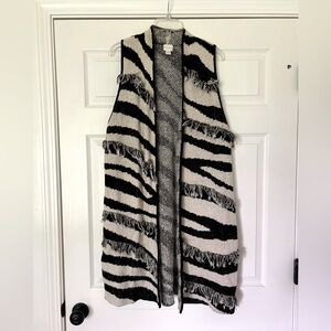 Chicos size 2/L, black and white, sleeveless long vest